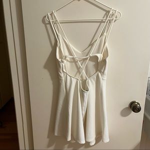 Forever 21 size large ribbed off white / light cream strappy cut out back dress